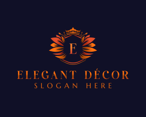 Elegant Leaves Crown logo design