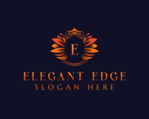 Elegant Leaves Crown logo design