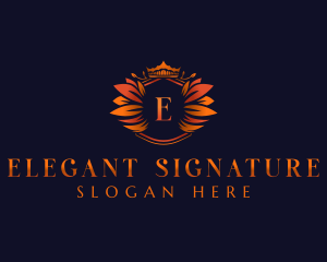 Elegant Leaves Crown logo design