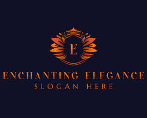 Elegant Leaves Crown logo design