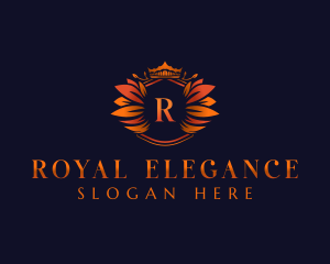 Elegant Leaves Crown logo design