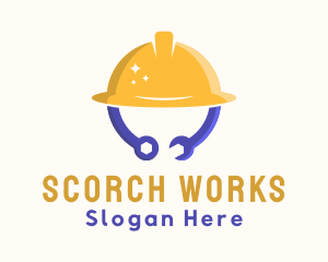 Construction Hat Tools logo design