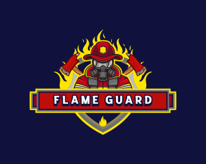 Firefighter Fire Axe logo design