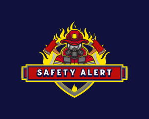 Firefighter Fire Axe logo design