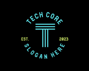 Cyber Neon Tech App logo design