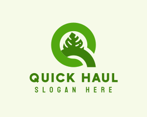 Green Leaf Letter Q logo design