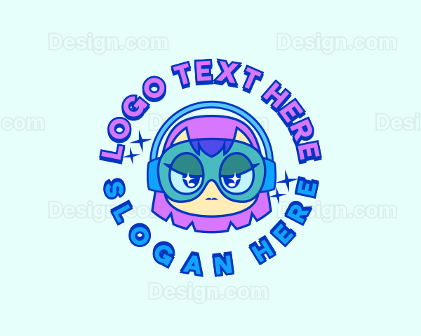 Cute Gamer Girl Logo