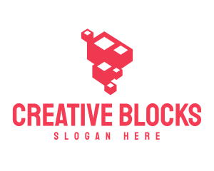 Abstract Red Cube Formation logo design