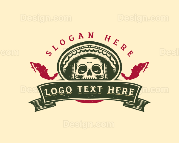 Mexican Skull Sombrero Logo