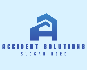 Blue Building Letter A logo design