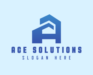 Blue Building Letter A logo design