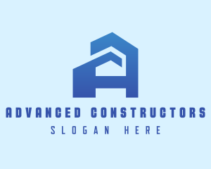 Blue Building Letter A logo design