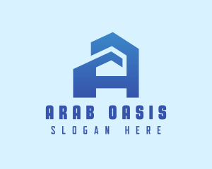 Blue Building Letter A logo design