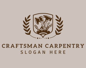 Shield Wreath Craftsman logo design