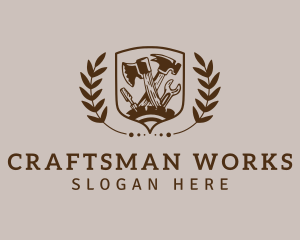 Shield Wreath Craftsman logo design