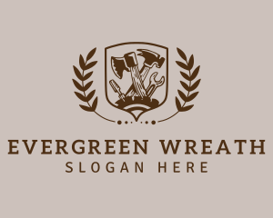 Shield Wreath Craftsman logo design