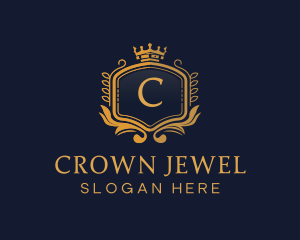 Gold Crown Shield logo design