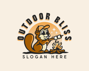 Squirrel Outdoor Campfire logo design