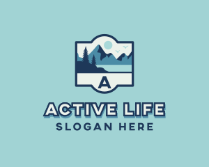 Forest Mountain Hiking logo design