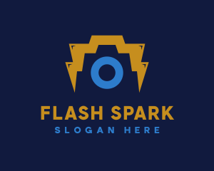 Camera Flash Lightning logo design