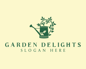 Watering Can Garden Plant logo design