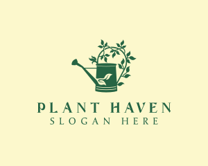 Watering Can Garden Plant logo design