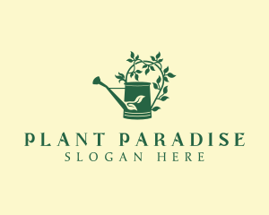 Watering Can Garden Plant logo design