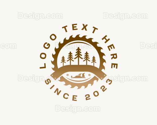 Lumber Pine Tree Sawmill Logo