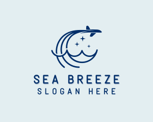 Plane Travel Sea logo design