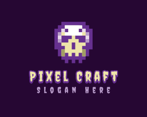 Creepy Pixelated Skull logo design