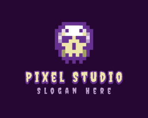 Creepy Pixelated Skull logo design