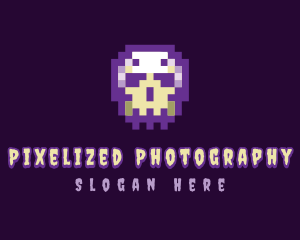 Creepy Pixelated Skull logo design