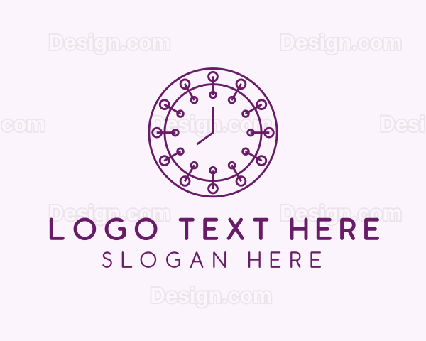 Purple Minimalist Clock Logo