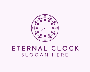 Purple Minimalist Clock  logo design