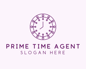 Purple Minimalist Clock  logo design