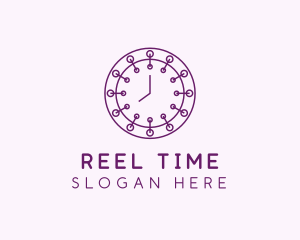 Purple Minimalist Clock  logo design