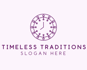 Purple Minimalist Clock  logo design