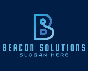 Blue Tech Letter B logo design