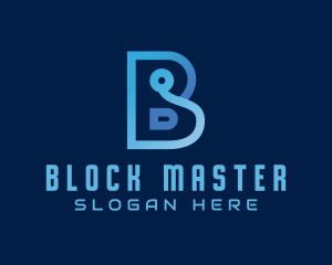 Blue Tech Letter B logo design