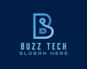 Blue Tech Letter B logo design