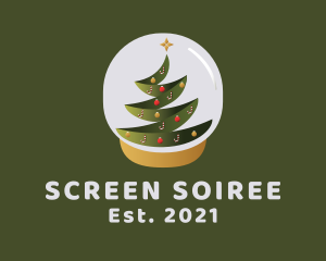 Christmas Tree Snow Globe logo design