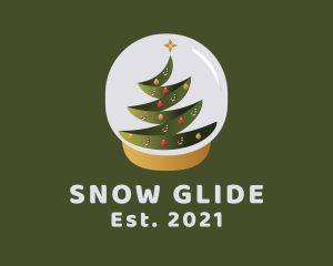 Christmas Tree Snow Globe logo design