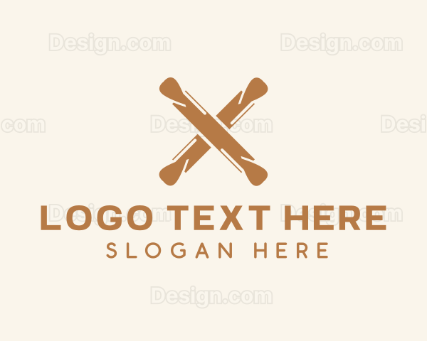 Brown Rolling Pin Letter X Logo