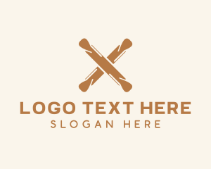 Brown Rolling Pin Letter X Logo