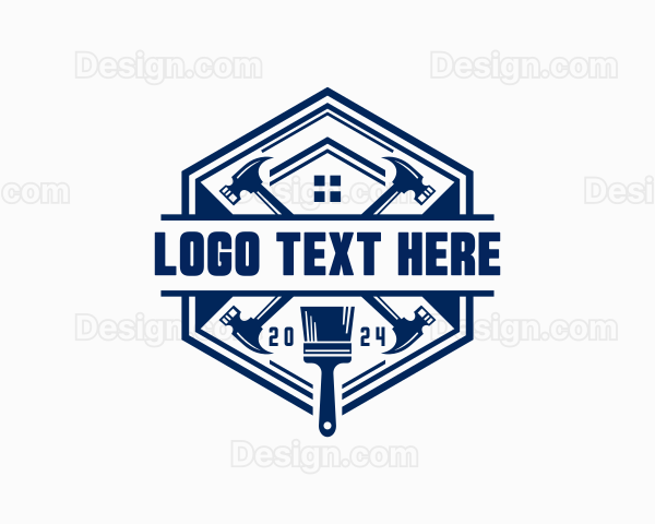 Hammer Paintbrush Remodeling Logo