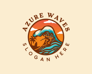 Surfing Ocean Beach logo design