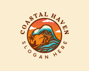 Surfing Ocean Beach logo design