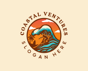 Surfing Ocean Beach logo design