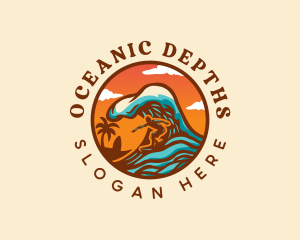 Surfing Ocean Beach logo design