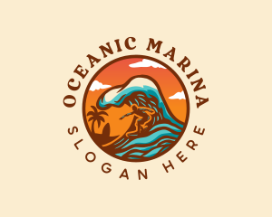 Surfing Ocean Beach logo design